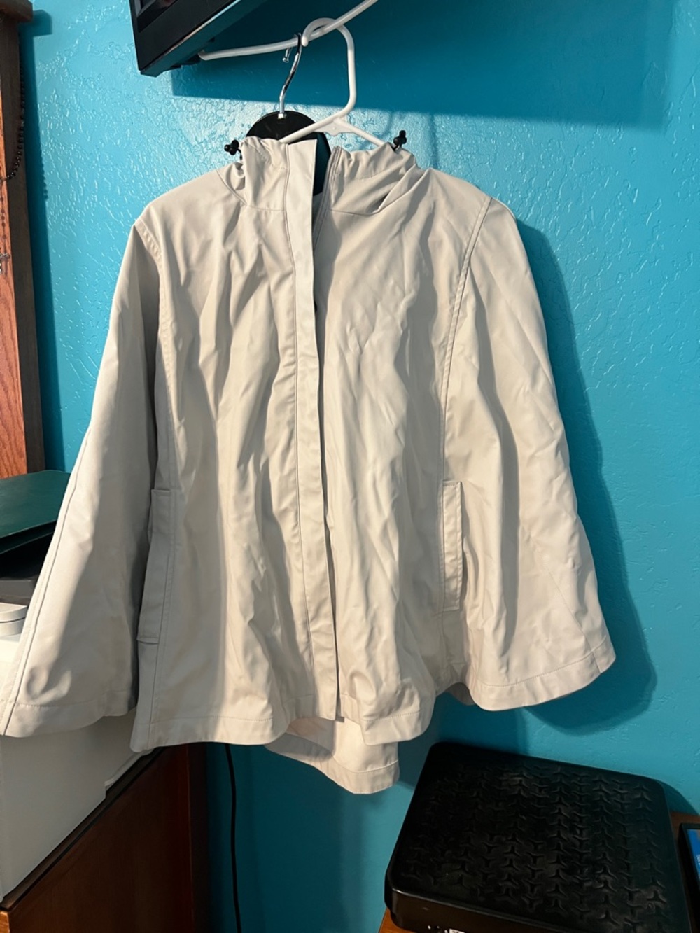 32 Degrees Light Beige Hooded Rain poncho.